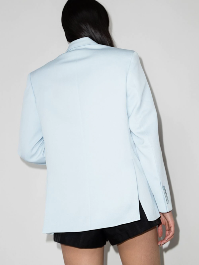Wardrobe.nyc Wool Double Breasted Blazer With Peak Lapel In Blue