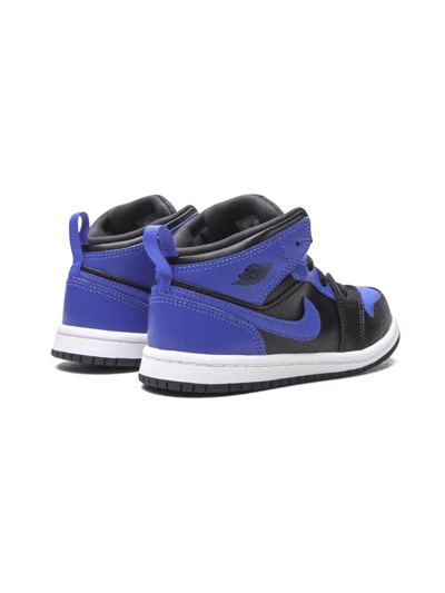 Shop Jordan 1 Mid "black/hyper Royal" Sneakers