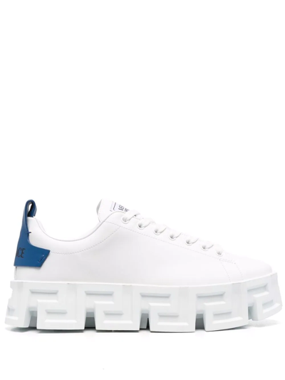 Shop Versace Greca Labyrinth Low-top Sneakers In White