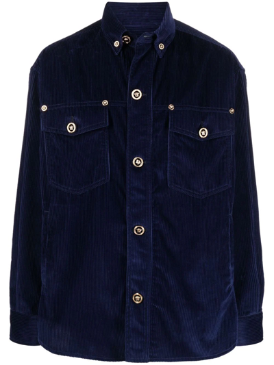 Shop Versace Corduroy-effect Jacket In Blue