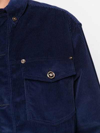 Shop Versace Corduroy-effect Jacket In Blue