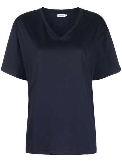 Shop Filippa K V-neck Organic Cotton T-shirt In Blue