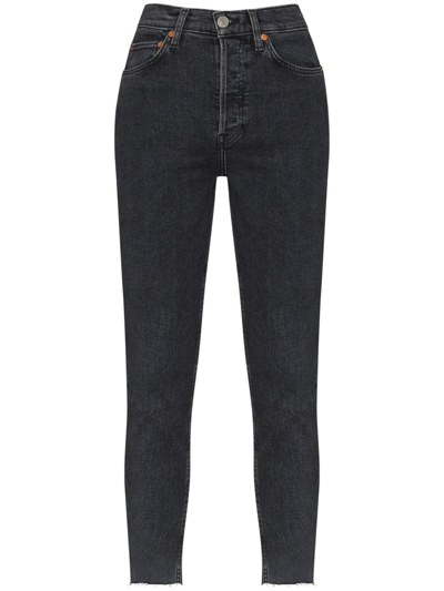 Shop Re/done 90s High-rise Cropped Jeans In Black