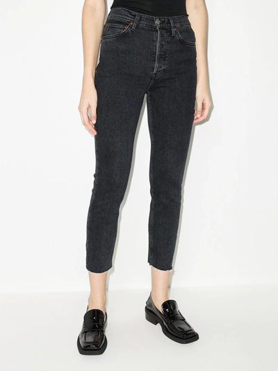 Shop Re/done 90s High-rise Cropped Jeans In Black