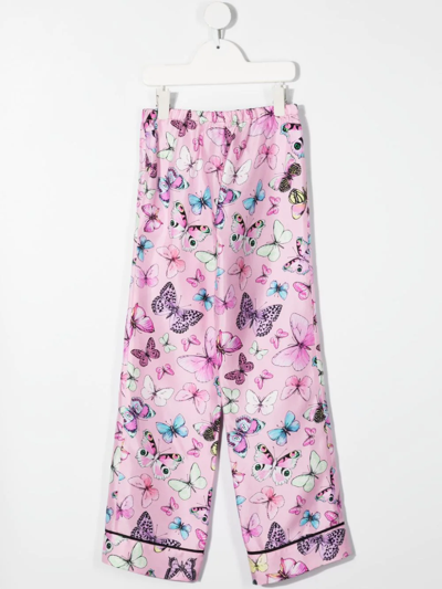 Shop Versace Butterfly-print Silk Trousers In 5p020