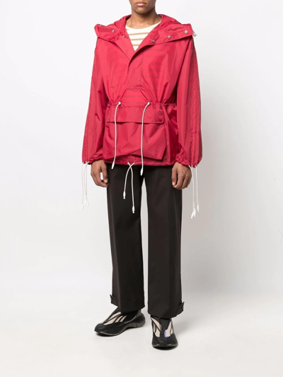 Shop Sunnei Drawstring Hooded Pullover Jacket In Red