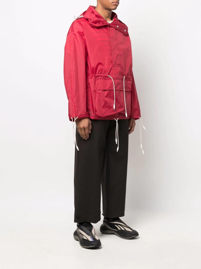 Shop Sunnei Drawstring Hooded Pullover Jacket In Red