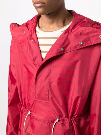 Sunnei Drawstring Hooded Pullover Jacket In Red