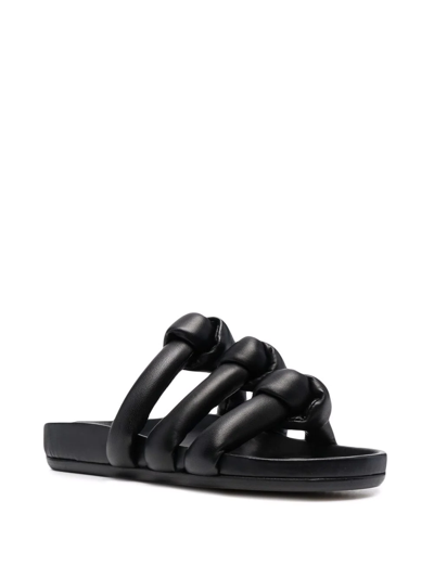 Rick Owens Granola Knot-detail Slides In Black