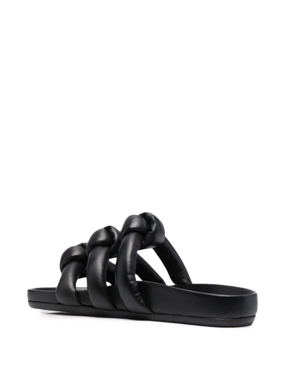 Rick Owens Granola Knot-detail Slides In Black