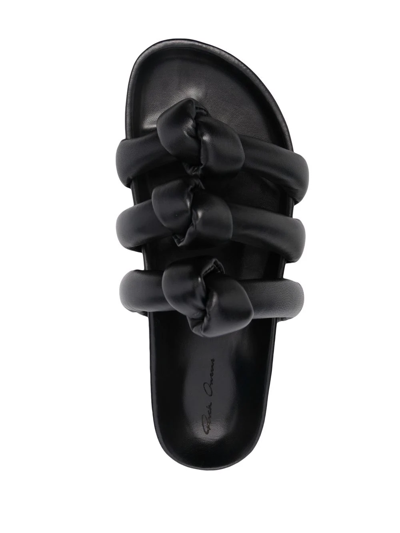Rick Owens Granola Knot-detail Slides In Black