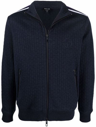 Shop Giorgio Armani Side Stripe Detail Sweater In Blue