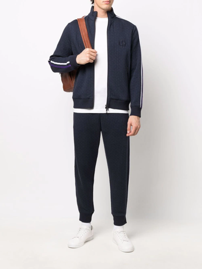 Shop Giorgio Armani Side Stripe Detail Sweater In Blue