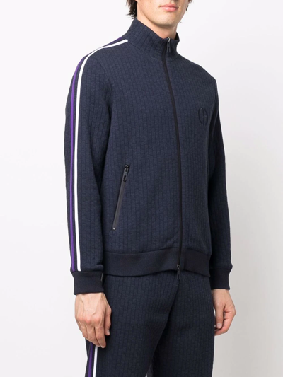 Shop Giorgio Armani Side Stripe Detail Sweater In Blue