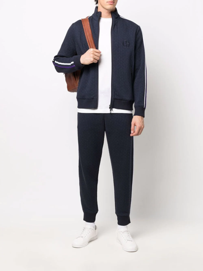 Giorgio Armani Ribbed Side-stripe Trousers In Blue