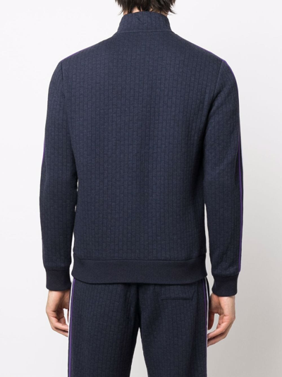 Shop Giorgio Armani Side Stripe Detail Sweater In Blue