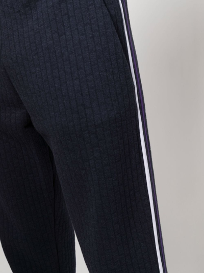 Giorgio Armani Ribbed Side-stripe Trousers In Blue