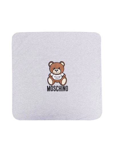 Shop Moschino Toy-bear Print Blanket In Grey