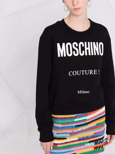 Shop Moschino Logo-print Cotton Sweatshirt In Black