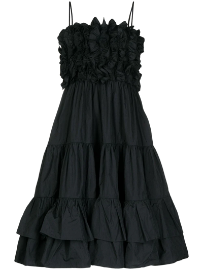 Shop Msgm Ruffled-detail Dress In Black