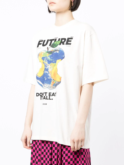 Shop Msgm Green Future Graphic-print T-shirt In White