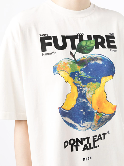 Shop Msgm Green Future Graphic-print T-shirt In White