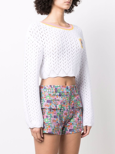 Shop Chiara Ferragni Cropped Crochet Jumper In White