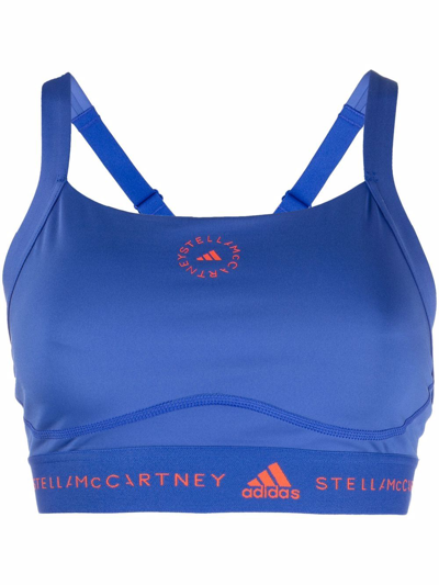 Shop Adidas By Stella Mccartney True Purpose Logo-print Sports Bra In Blue