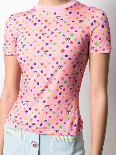 Shop Chiara Ferragni Star-print Cotton T-shirt In Pink