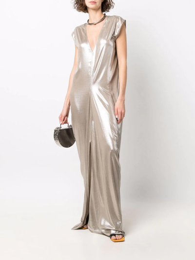 Shop Rick Owens Lobster-cut Sleeveless Gown In Silver