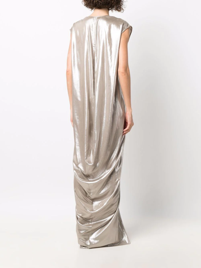 Shop Rick Owens Lobster-cut Sleeveless Gown In Silver