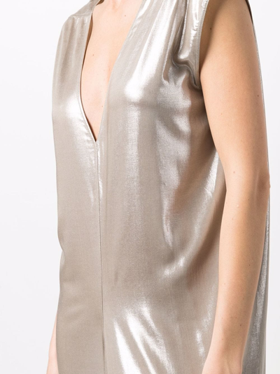 Shop Rick Owens Lobster-cut Sleeveless Gown In Silver