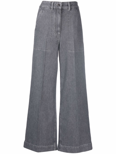 Shop Lemaire Wide-leg Denim Trousers In Grey