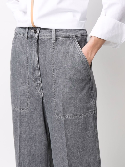 Shop Lemaire Wide-leg Denim Trousers In Grey
