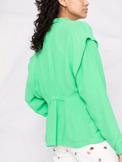 Shop Forte Forte Drop-shoulder Single-breasted Blazer In Green