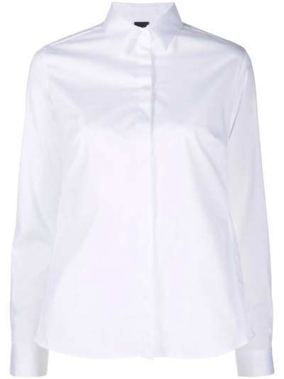 Shop Fay Long-sleeve Button-fastening Shirt In White