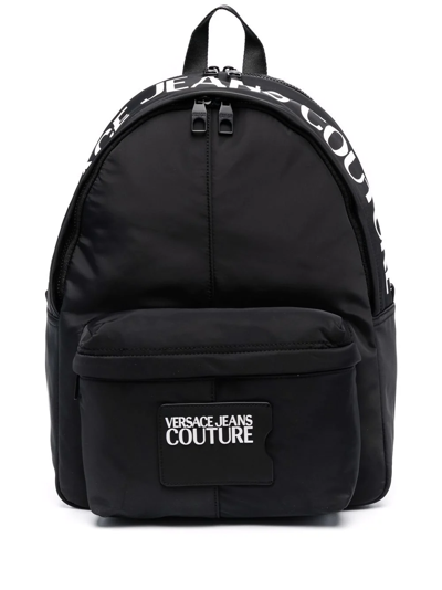 Shop Versace Jeans Couture Medium Logo-print Backpack In Black