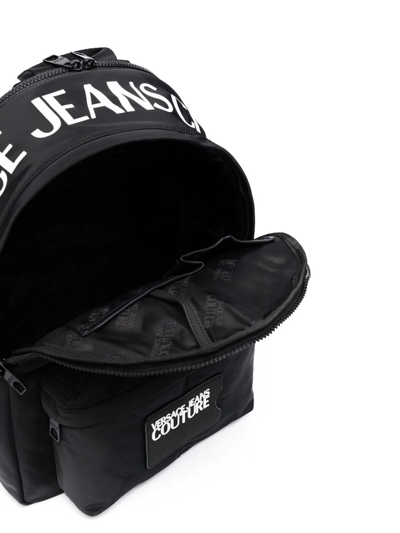 Shop Versace Jeans Couture Medium Logo-print Backpack In Black
