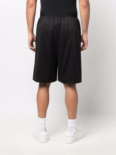 Shop Moncler Logo-waistband Mesh Shorts In Black