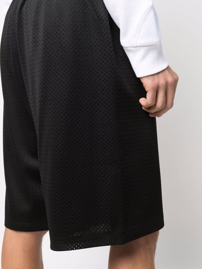 Shop Moncler Logo-waistband Mesh Shorts In Black