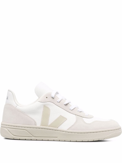 Shop Veja V-10 Mesh Low-top Sneakers In White