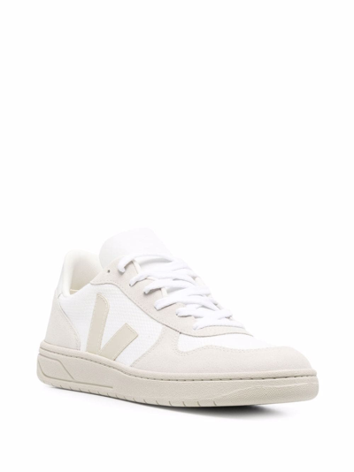 Veja V-10 Mesh And Suede Sneakers In White
