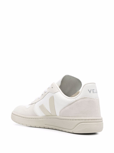 Veja V-10 Mesh And Suede Sneakers In White