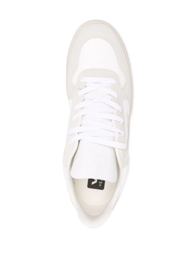Veja V-10 Leather-trimmed Mesh And Suede Sneakers In White