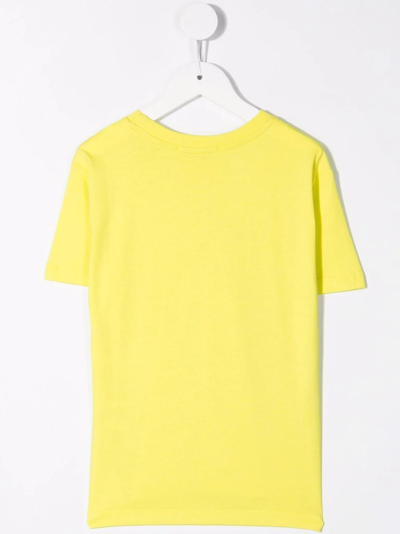 Shop Msgm Logo-print Cotton T-shirt In Yellow