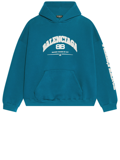 Shop Balenciaga Maison  Turquoise Hoodie In Light Blue