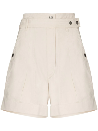 Shop Isabel Marant Étoile Roscoe Cotton Shorts In Neutrals
