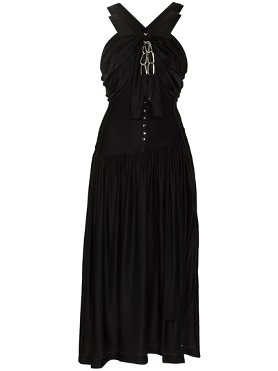 Rabanne Halterneck Chain-detail Midi Dress In Black