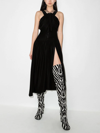 Rabanne Halterneck Chain-detail Midi Dress In Black