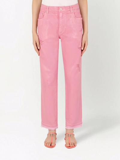 Shop Dolce & Gabbana Straight-leg Denim Jeans In Pink